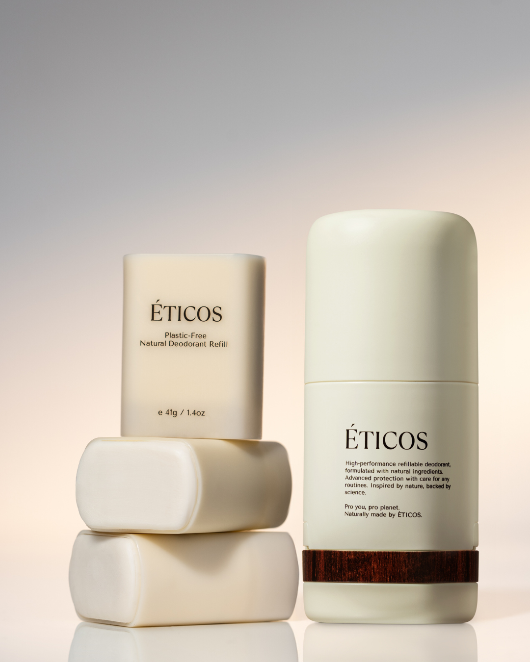 ÈTICOS NATURAL DEO, Discover all 3 available refill scents from ÉTICOS in one Starter Pack with a Moonstone case.